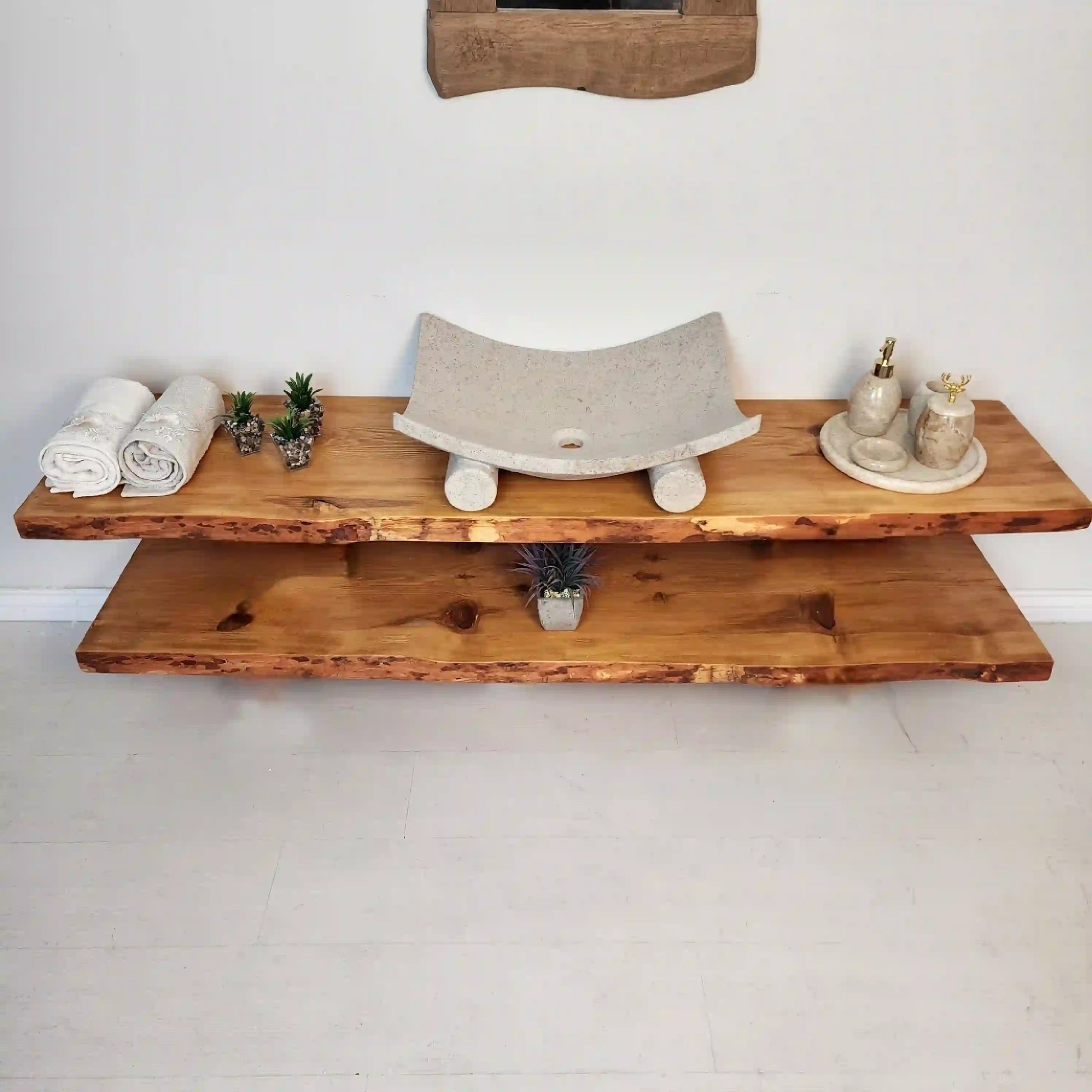 Rustic Bathroom Live Edge Vanities - Farmhouse Wood Slab Vanity