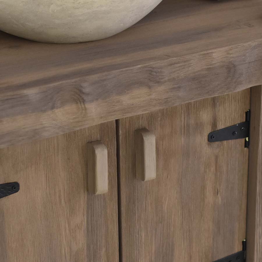 Rustikaler Badezimmer-Waschtisch mit Einzel- oder Doppelwaschbecken – Massivholzkante 
