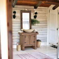 Rustic Bathroom Single or Double Sinks Vanity - Narrow Live Edge Wood