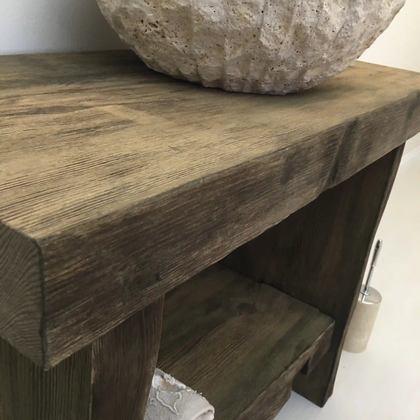 Rustic Bathroom Single or Double Sinks Vanity - Narrow Live Edge Wood