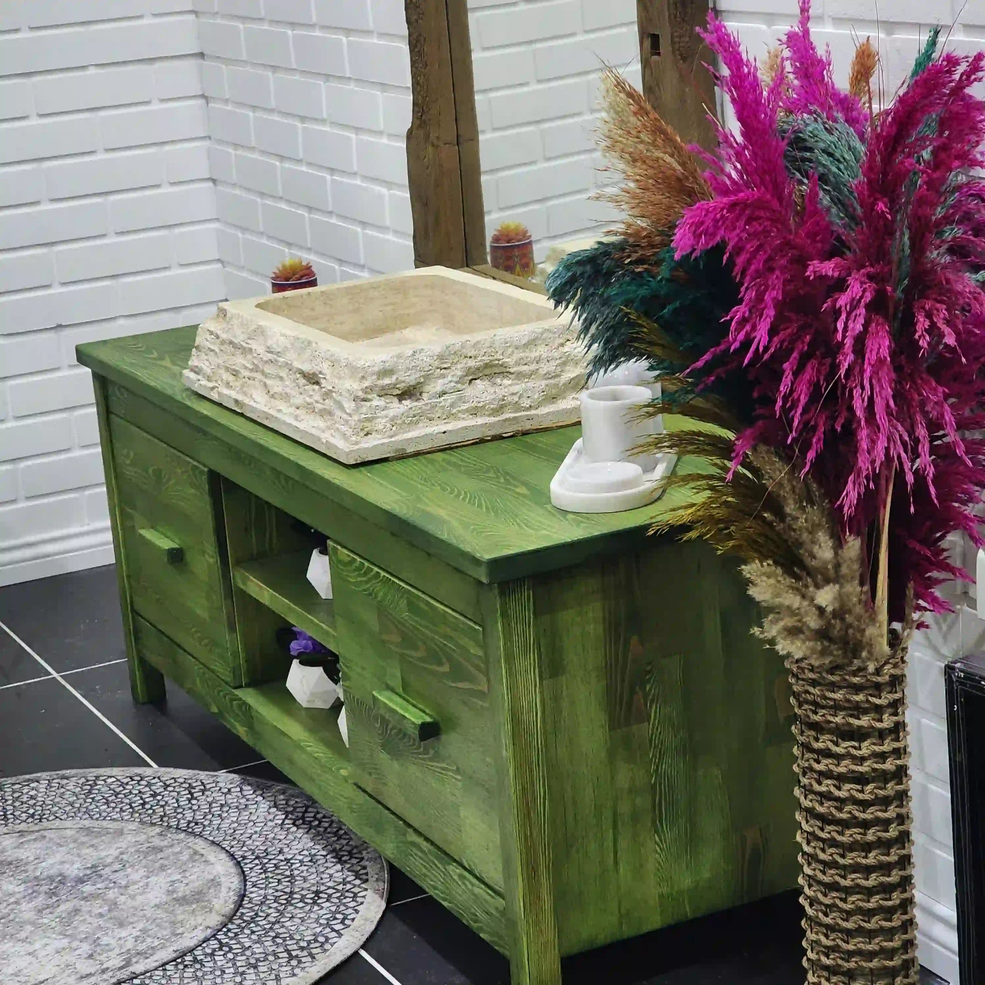 Rustic Bathroom Single or Double Sinks Vanity - Narrow Live Edge Wood