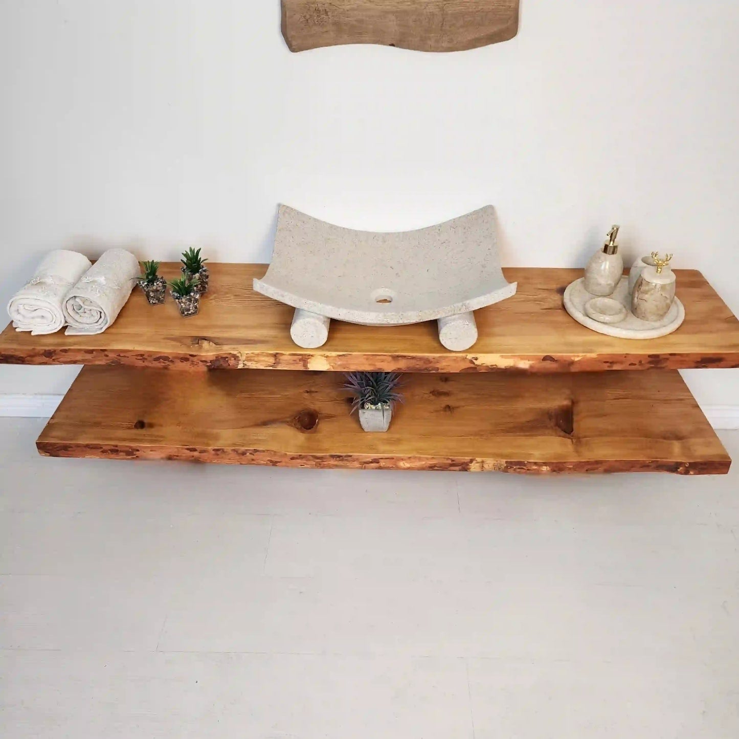 Rustic Bathroom Live Edge Vanities - Farmhouse Wood Slab Vanity