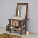 Zeige Bild Rustikale Badezimmerwaschtische - Maßgefertigtes schmales Bauernhaus-Holz mit natürlicher Kante 3