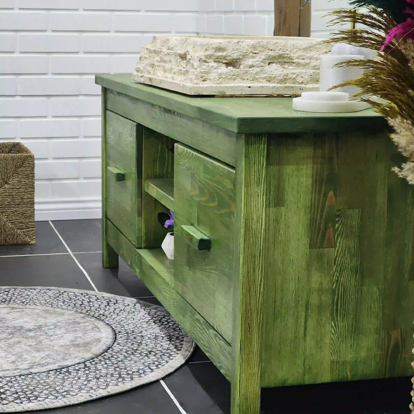 Rustic Bathroom Single or Double Sinks Vanity - Narrow Live Edge Wood