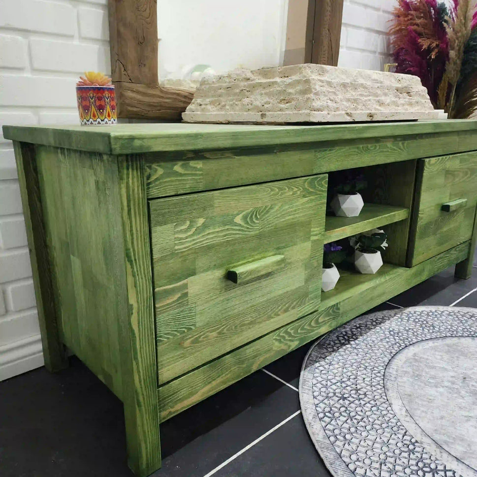 Rustic Bathroom Single or Double Sinks Vanity - Narrow Live Edge Wood