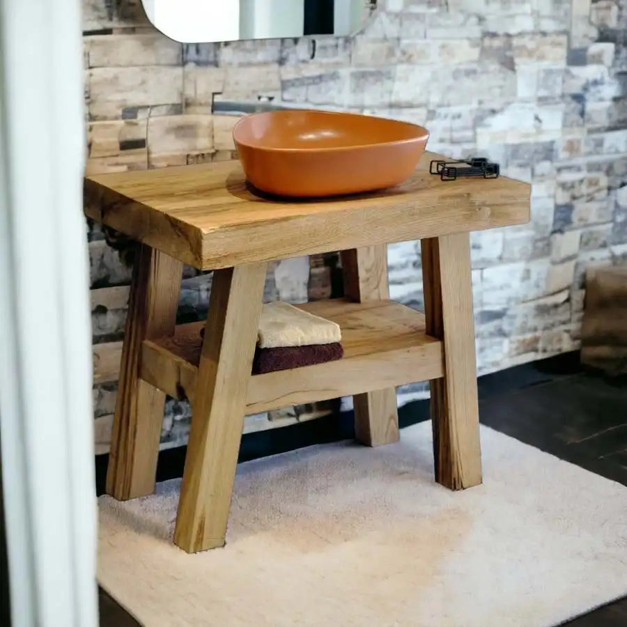 Rustic Bathroom Single or Double Sinks Vanity - Narrow Live Edge Wood