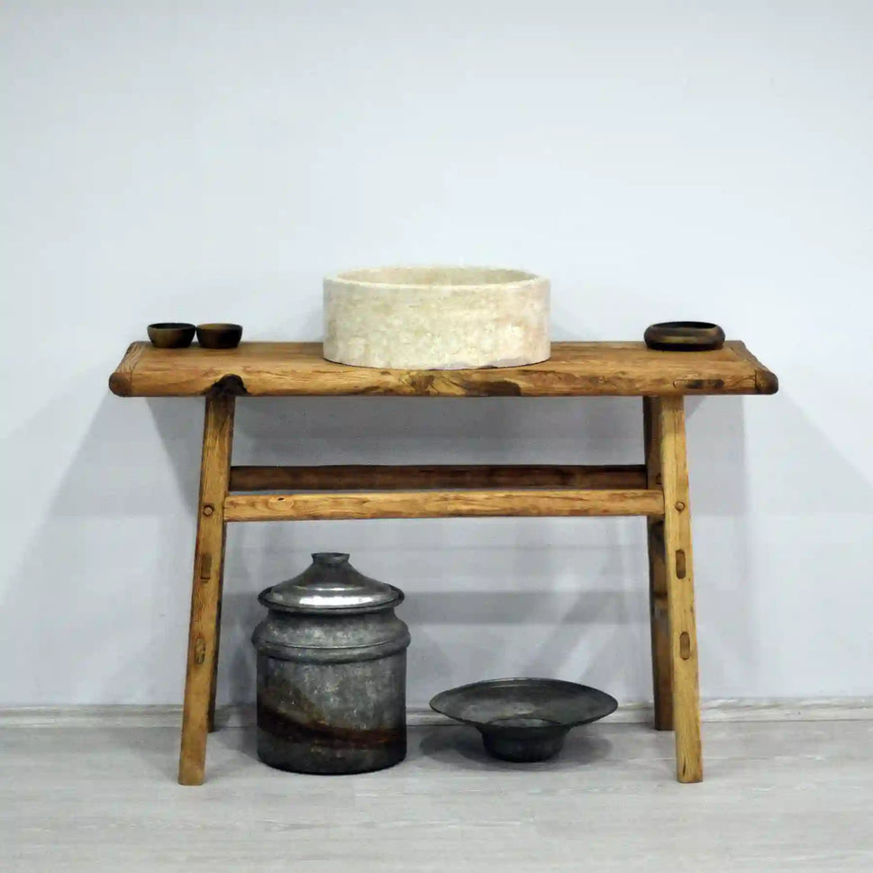 Rustikale Badezimmerwaschtische - Schmaler Bauernhausstil, Live Edge Wood 