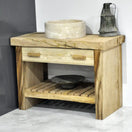 Zeige Bild Rustikaler Badezimmer-Waschtisch mit Einzel- oder Doppelwaschbecken – schmales Live Edge-Holz  3