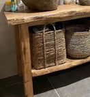 Zeige Bild Rustikale Badezimmerwaschtische - Schmaler Waschtisch aus Holz im Landhausstil mit natürlicher Kante 3