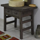 Zeige Bild Rustikales Badezimmer-Waschbecken - Maßgefertigtes, schmales Bauernhaus-Waschbecken aus Holz mit natürlicher Kante 3