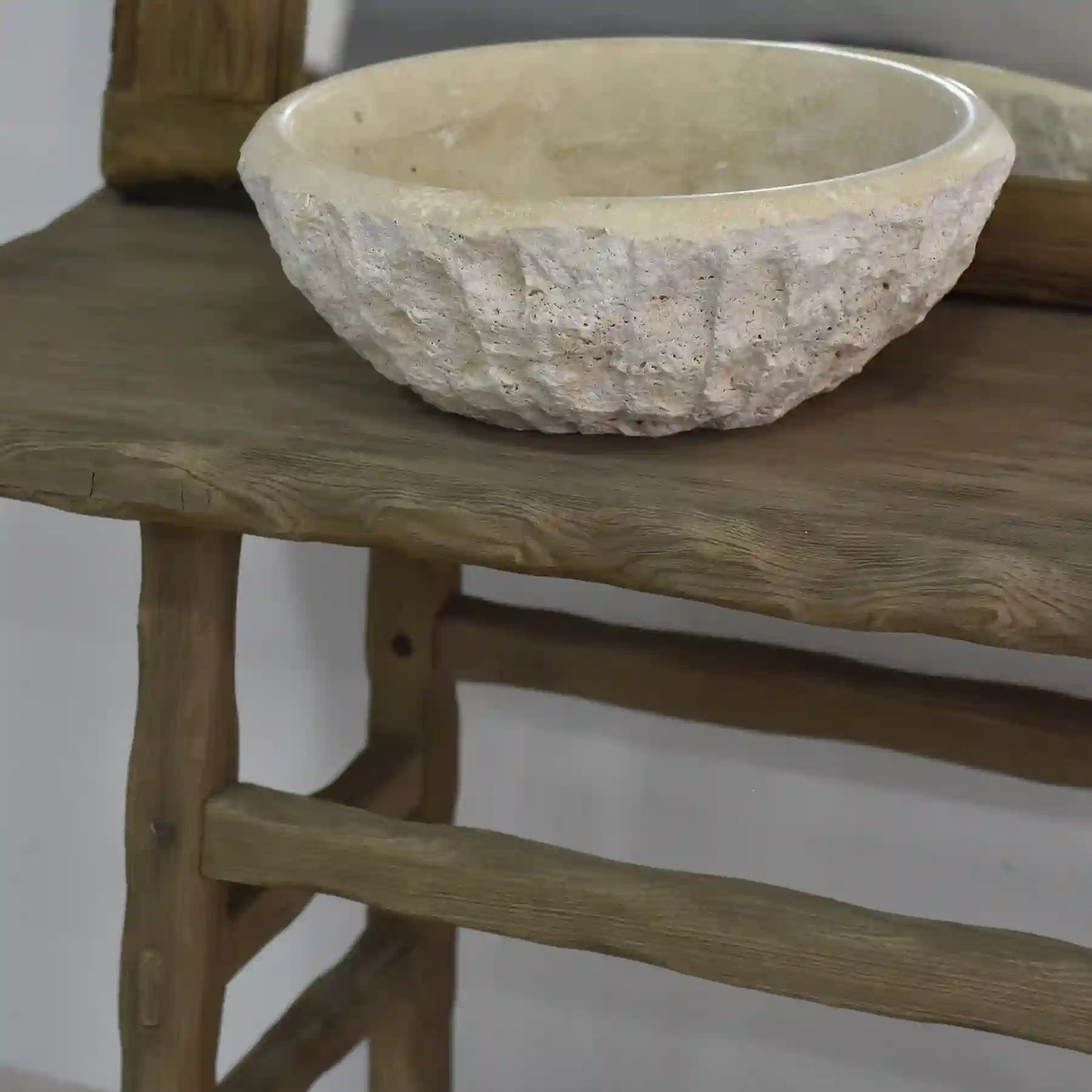 Rustikales Badezimmer-Waschbecken – Bauernhaus, schmales Live Edge-Holz 