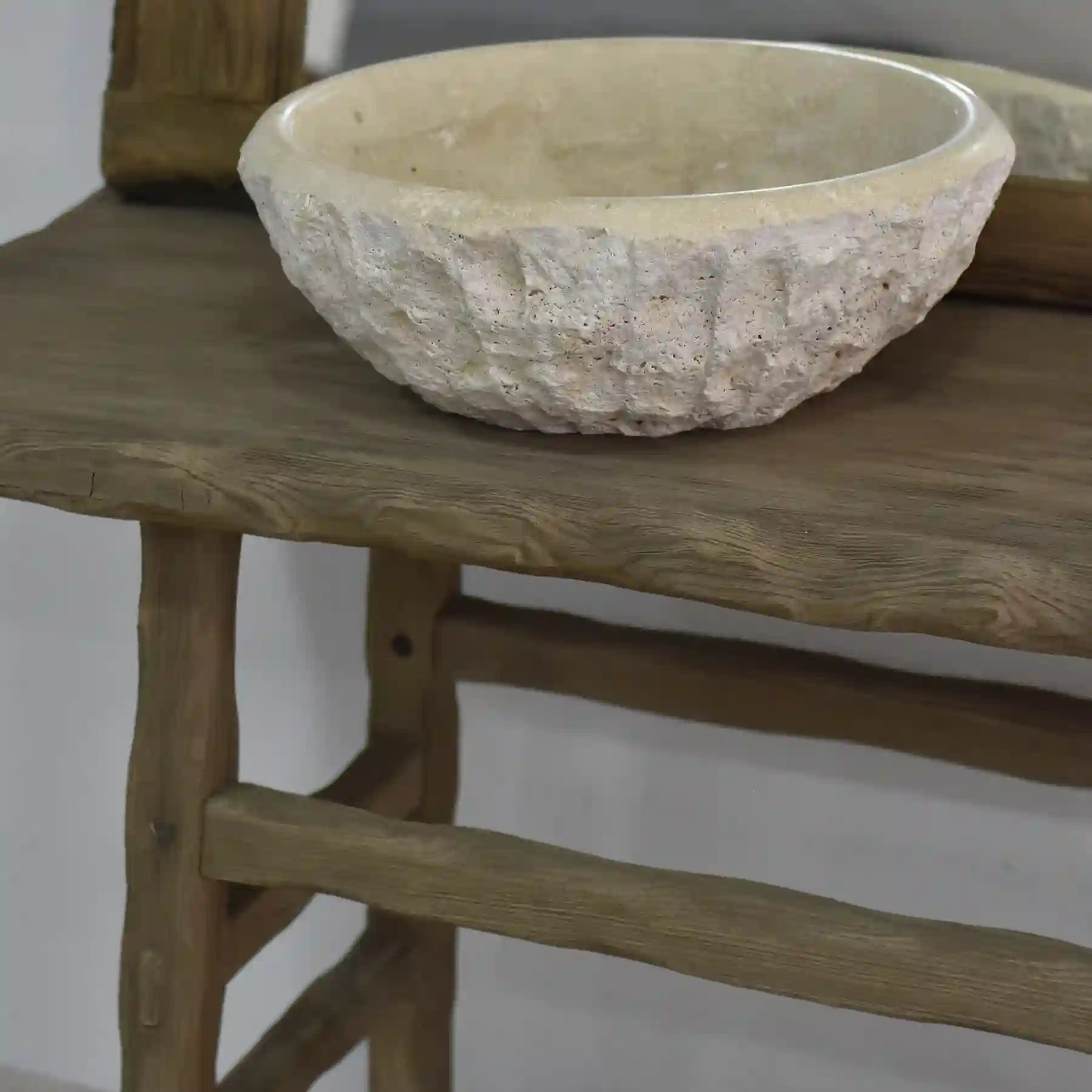 Rustikales Badezimmer-Waschbecken – Bauernhaus, schmales Live Edge-Holz 