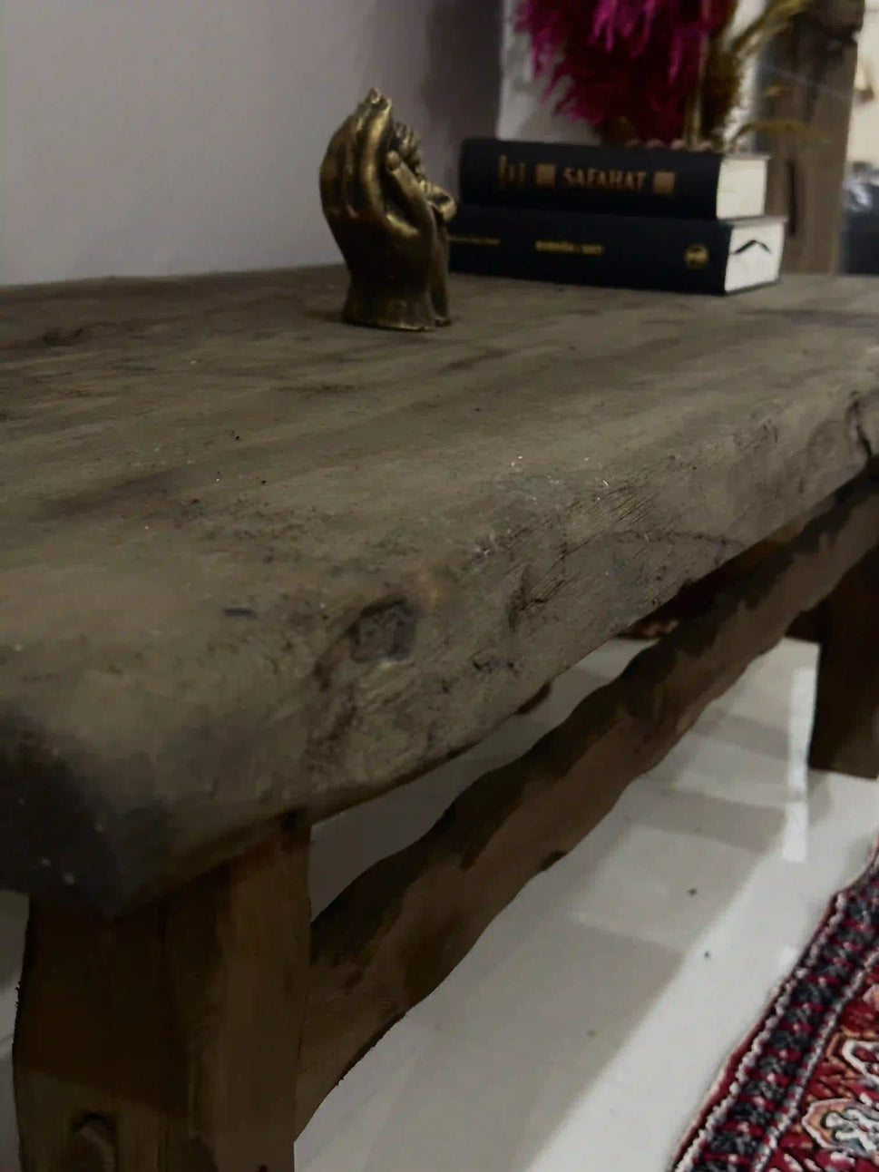 Rustic Coffee Table - Live edge solid brown top unique wooden