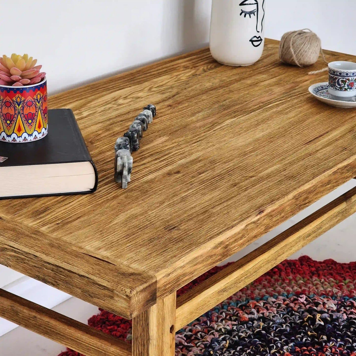Rustic Coffee Table - Live edge solid brown top unique wooden