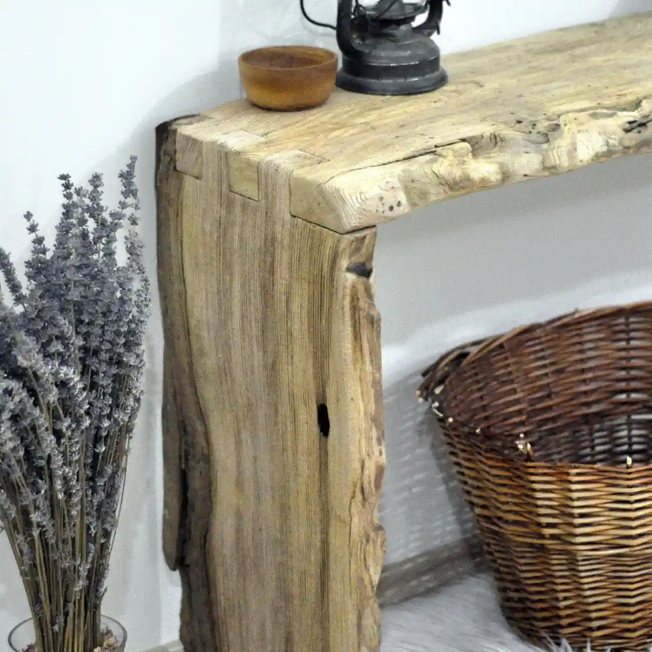 Rustic Entryway Wooden Console Table - Chestnut Wood Dresser