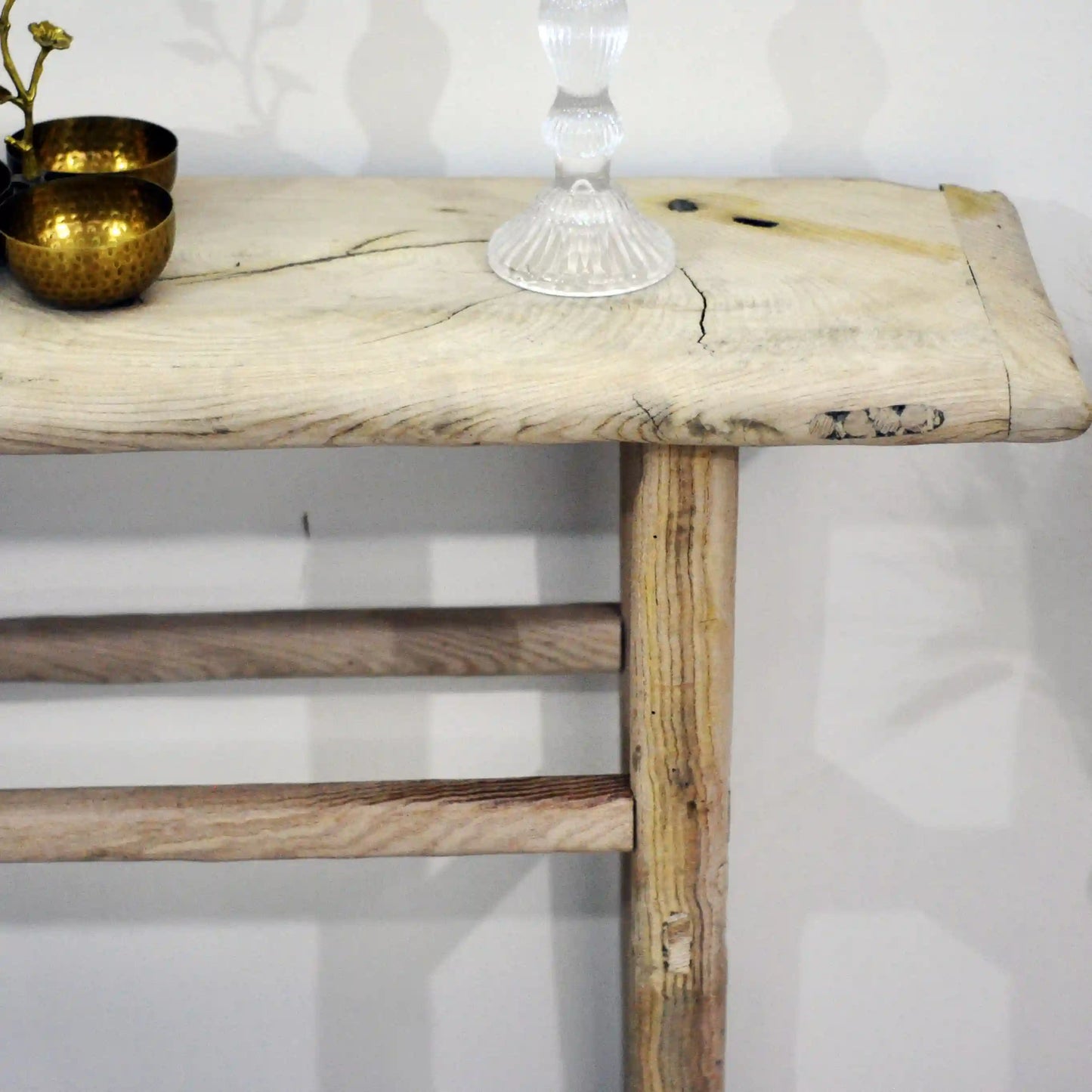 Rustic Entryway Wooden Console Table - Live Edge Wood Bench
