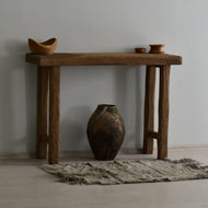 Rustic Entryway Wooden Console Table - Live Edge Wood Bench
