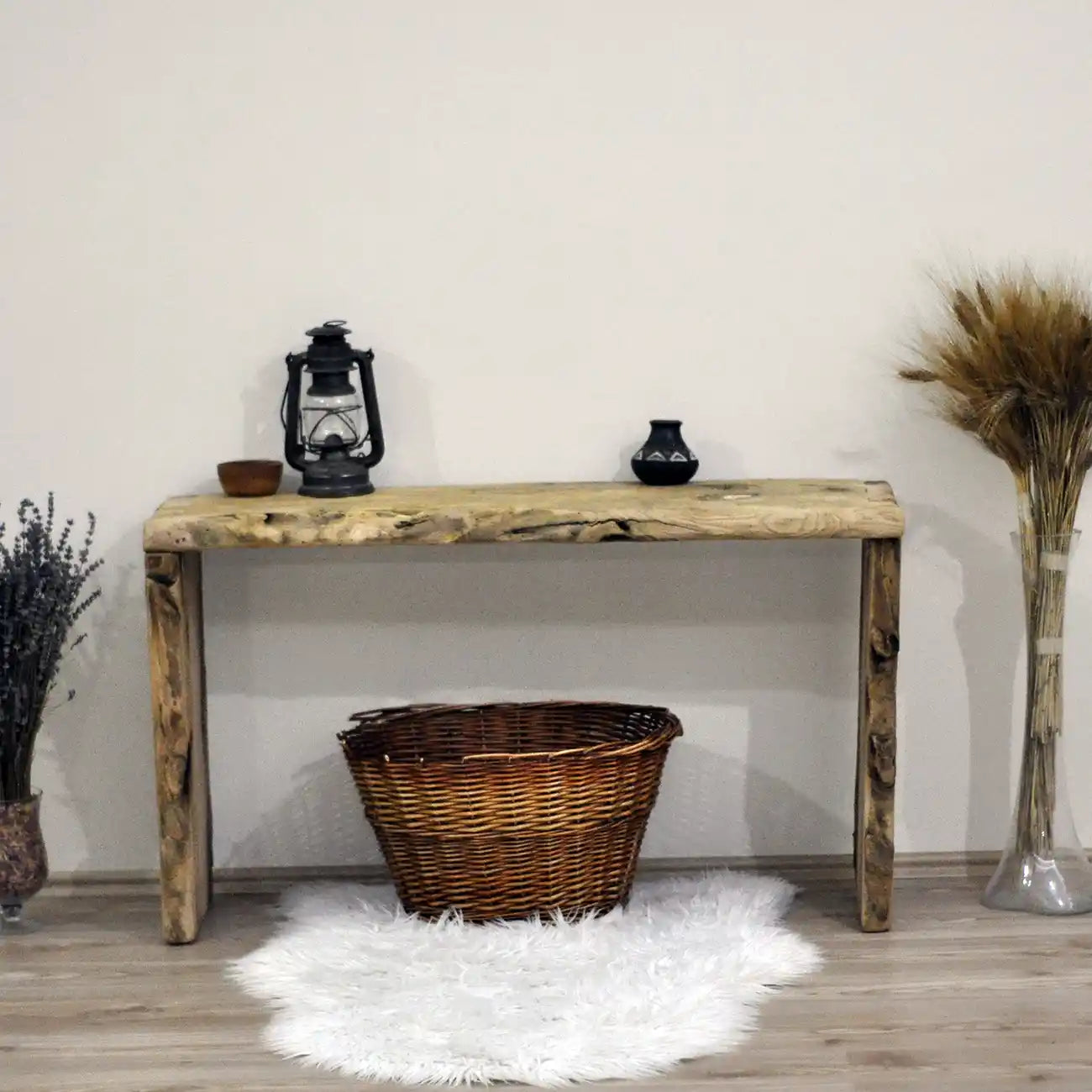 Rustic Entryway Wooden Console Table - Chestnut Wood Dresser