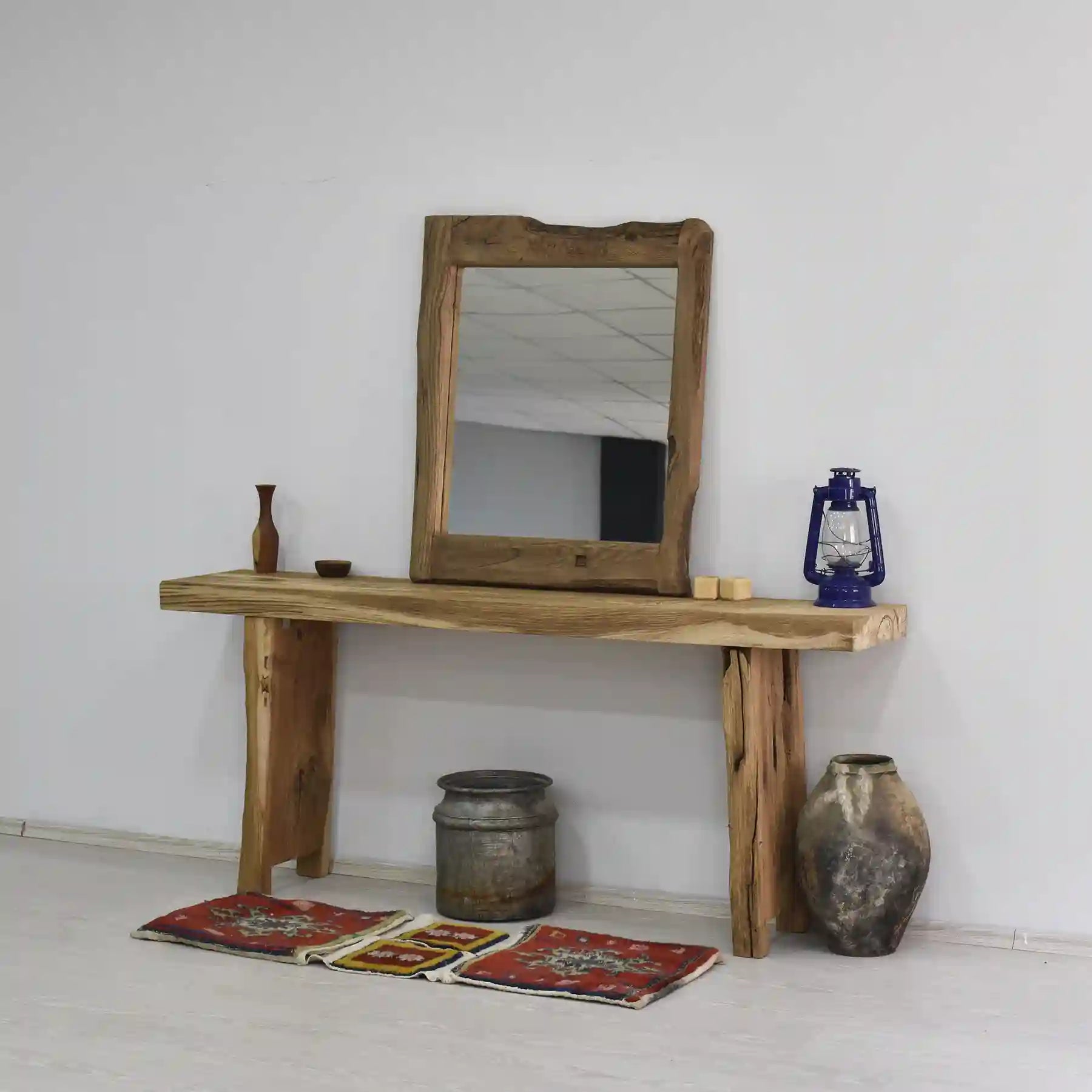 Rustic Entryway Wooden Console Table - Live Edge Wood Dresser