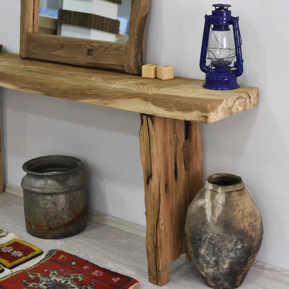 Rustic Entryway Wooden Console Table - Live Edge Wood Dresser