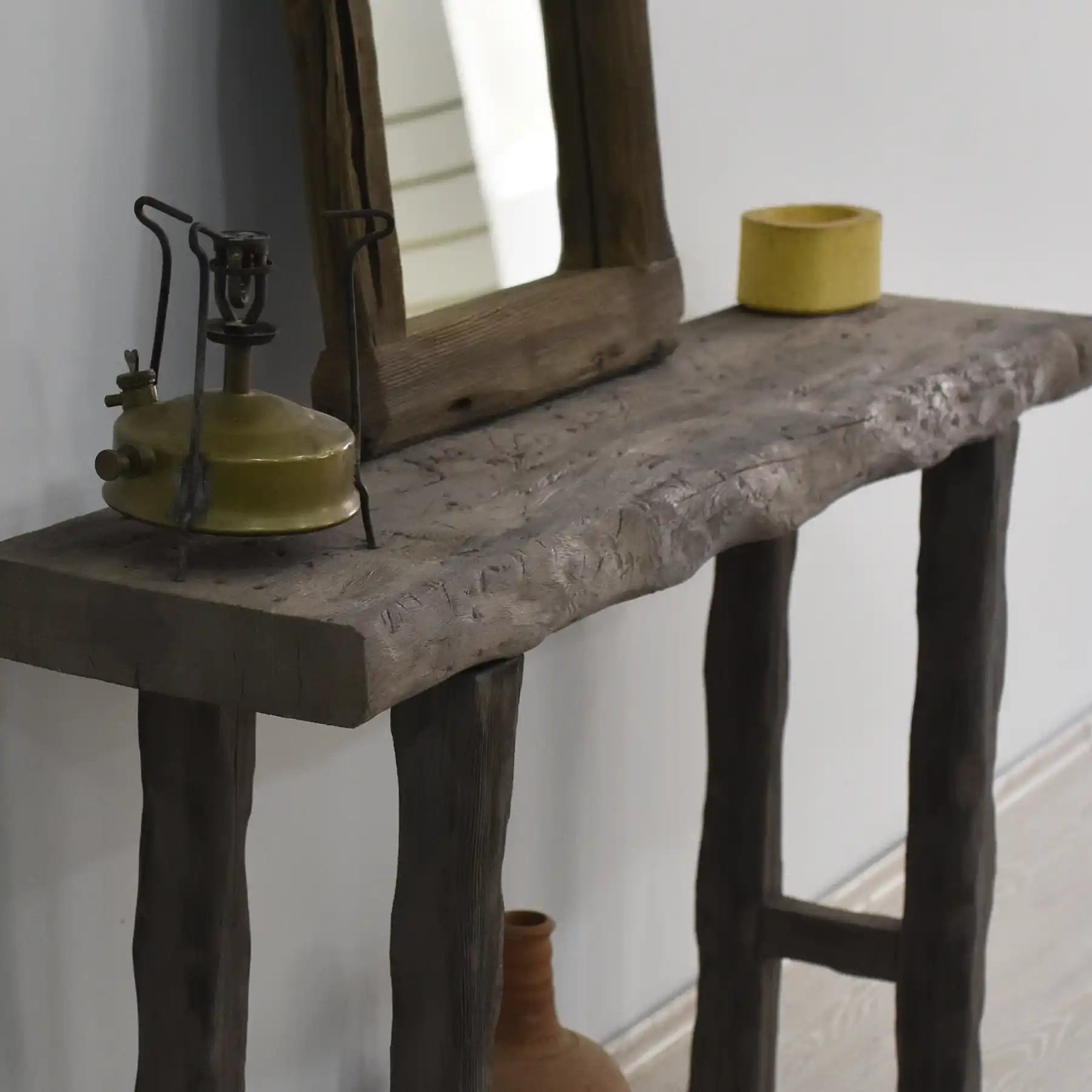 Rustic Entryway Wooden Console Table w.t Live Edge Wood Dresser