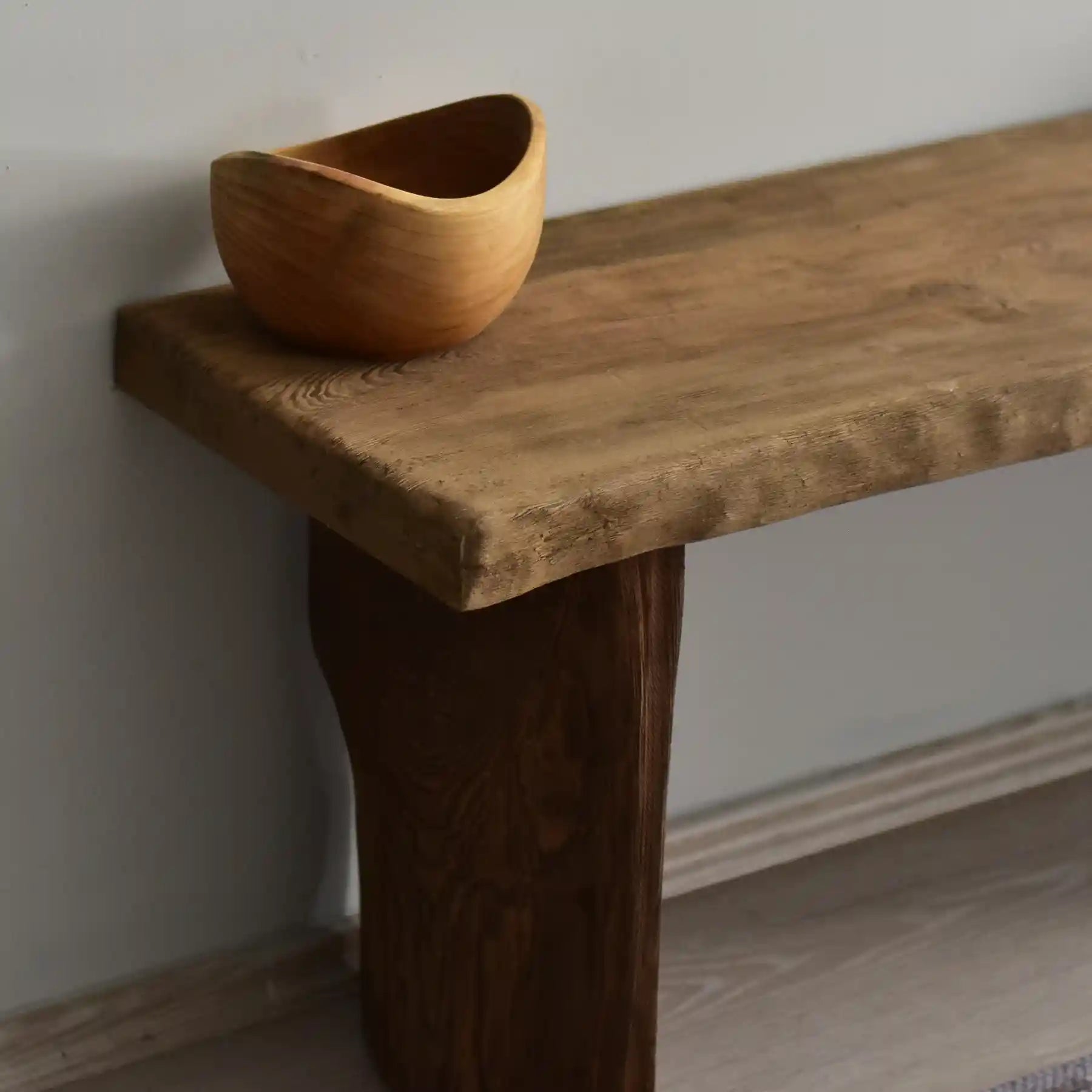 Rustic Entryway Wooden Console Table - Live Edge Wood Bench