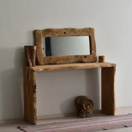 Rustic Entryway Wooden Console Table - Live Edge Chestnut Wood