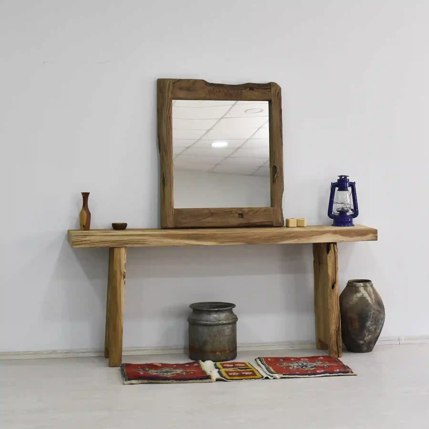 Rustic Entryway Wooden Console Table - Live Edge Wood Dresser