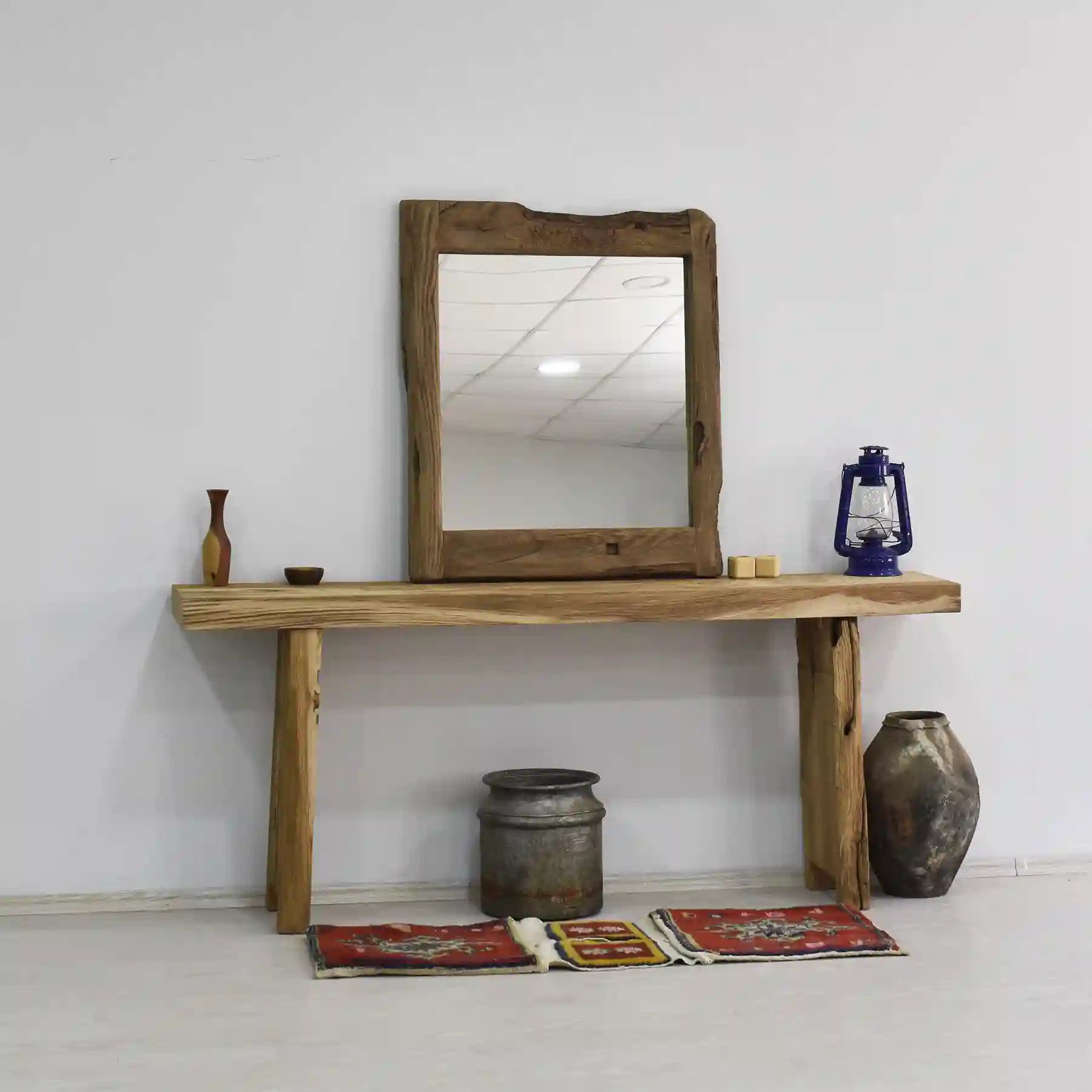 Rustic Entryway Wooden Console Table - Live Edge Wood Dresser
