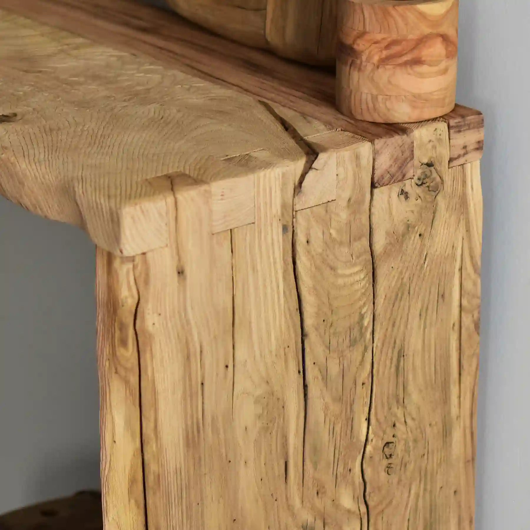 Rustic Entryway Wooden Console Table - Live Edge Wood Bench