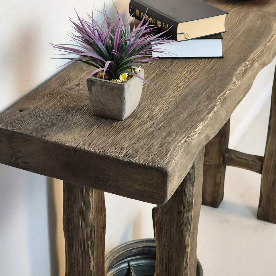 Rustic Entryway Wooden Console Table - Hallway Live Edge Wood