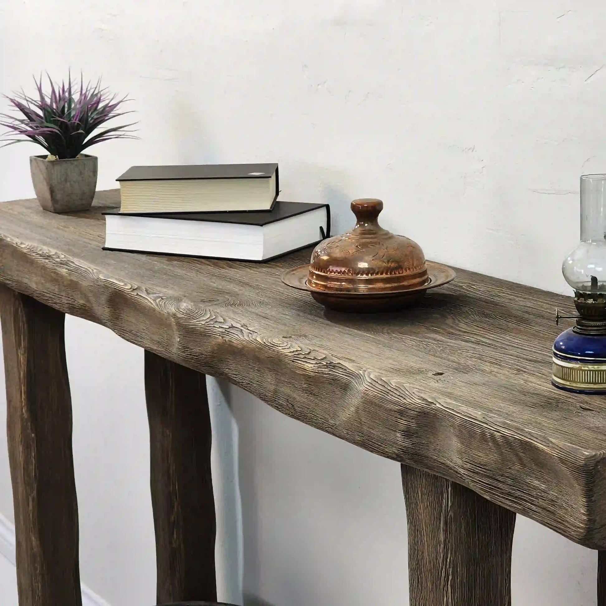 Rustic Entryway Wooden Console Table - Hallway Live Edge Wood