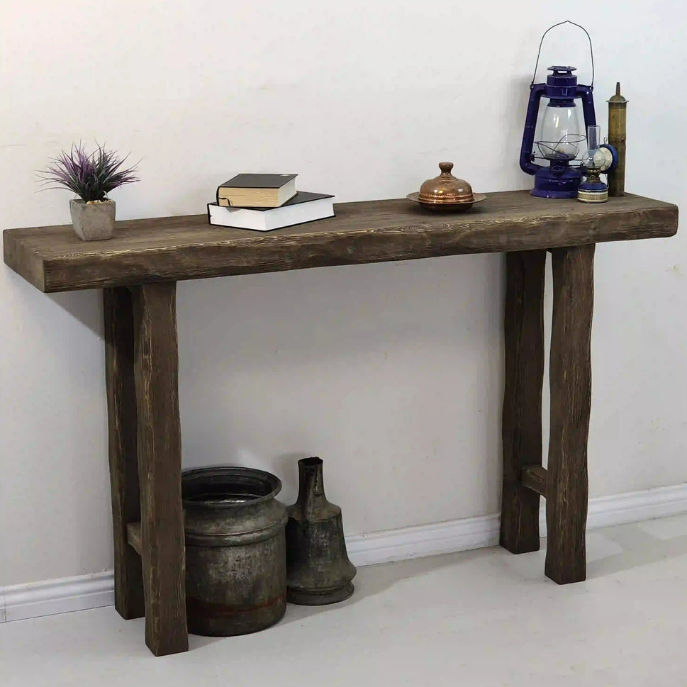 Rustic Entryway Wooden Console Table - Hallway Live Edge Wood