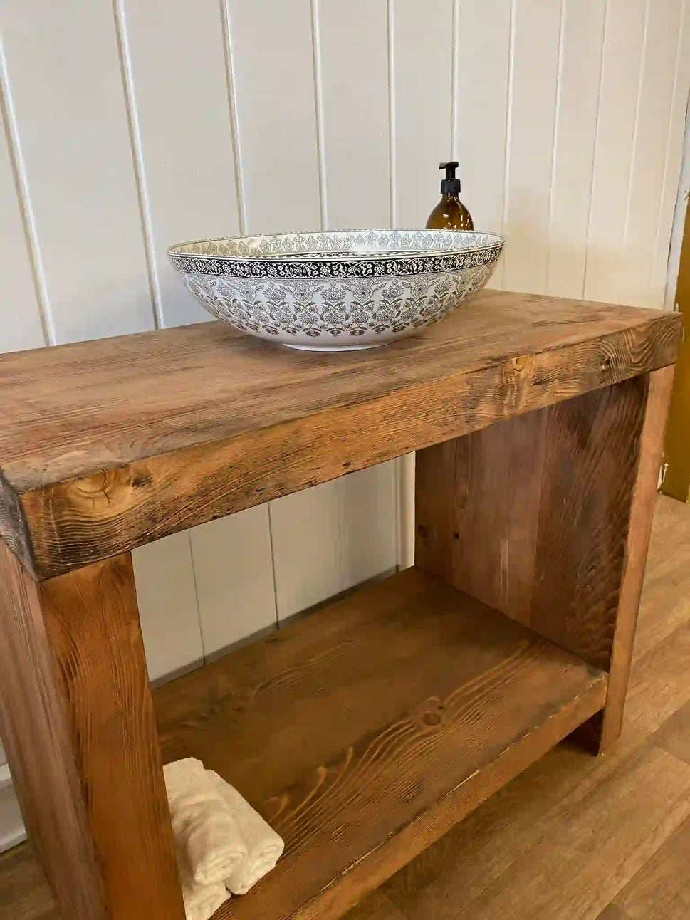 Rustic Bathroom Vanities - Narrow Live Edge Wood Vanity Furniture