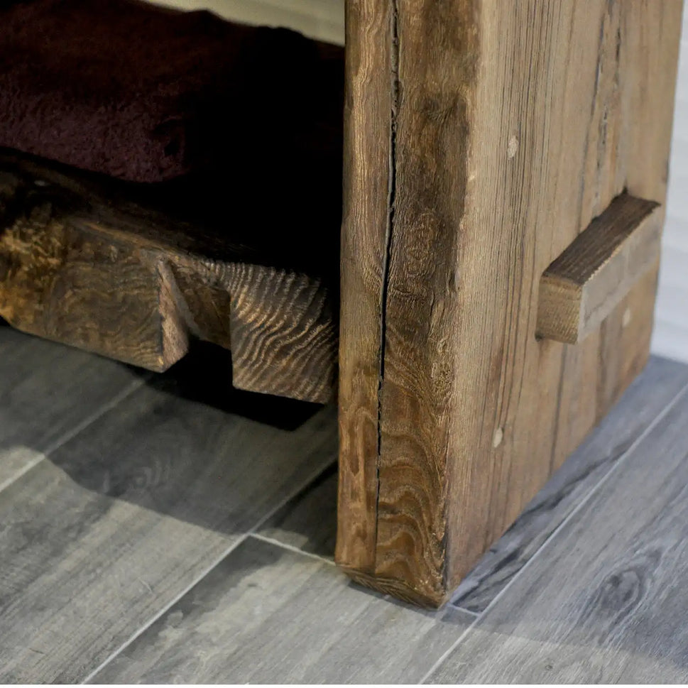 Rustic Bathroom Single or Double Sinks Vanity - Narrow Live Edge Wood