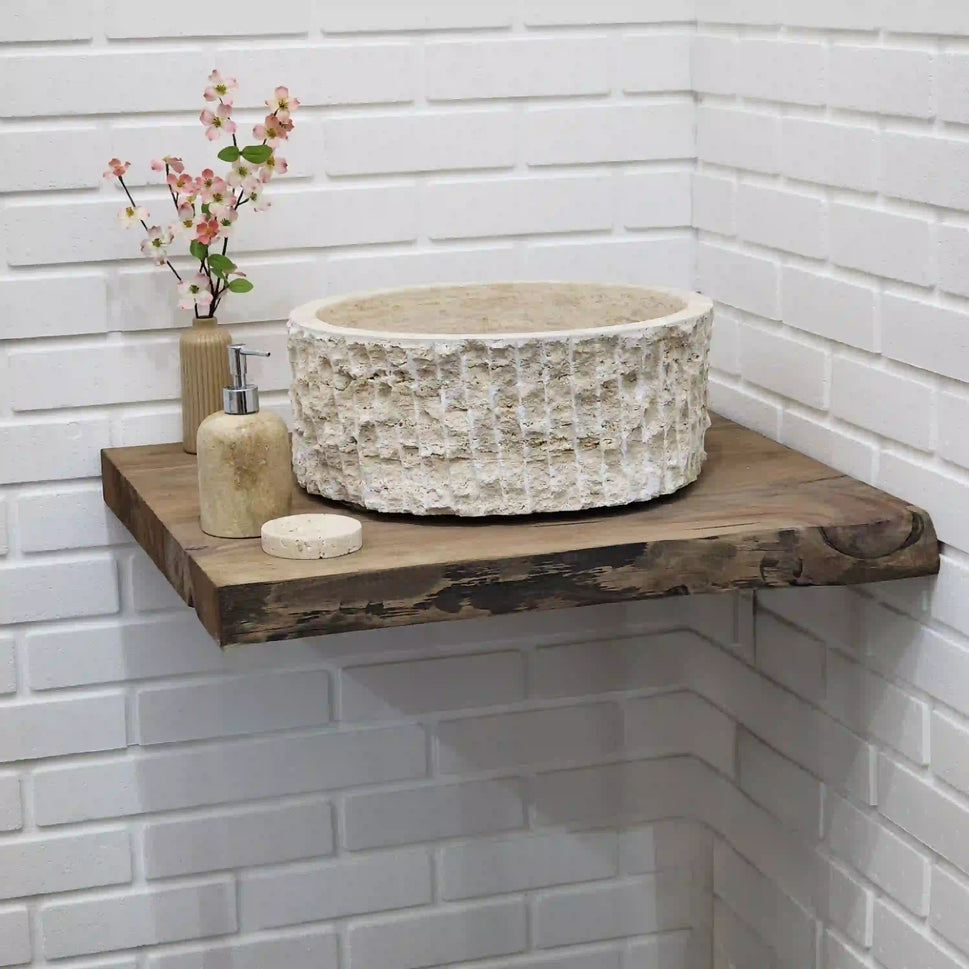 Rustic Bathroom Live Edge Vanities - Solid Wood Slab Vanity