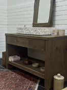 Switch Rustic Bathroom Single or Double Sinks Vanity - Narrow Live Edge Wood 3 image