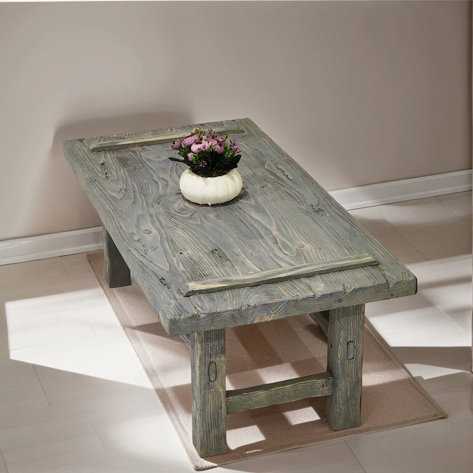 Rustic Coffee Table - Live edge solid brown top unique wooden