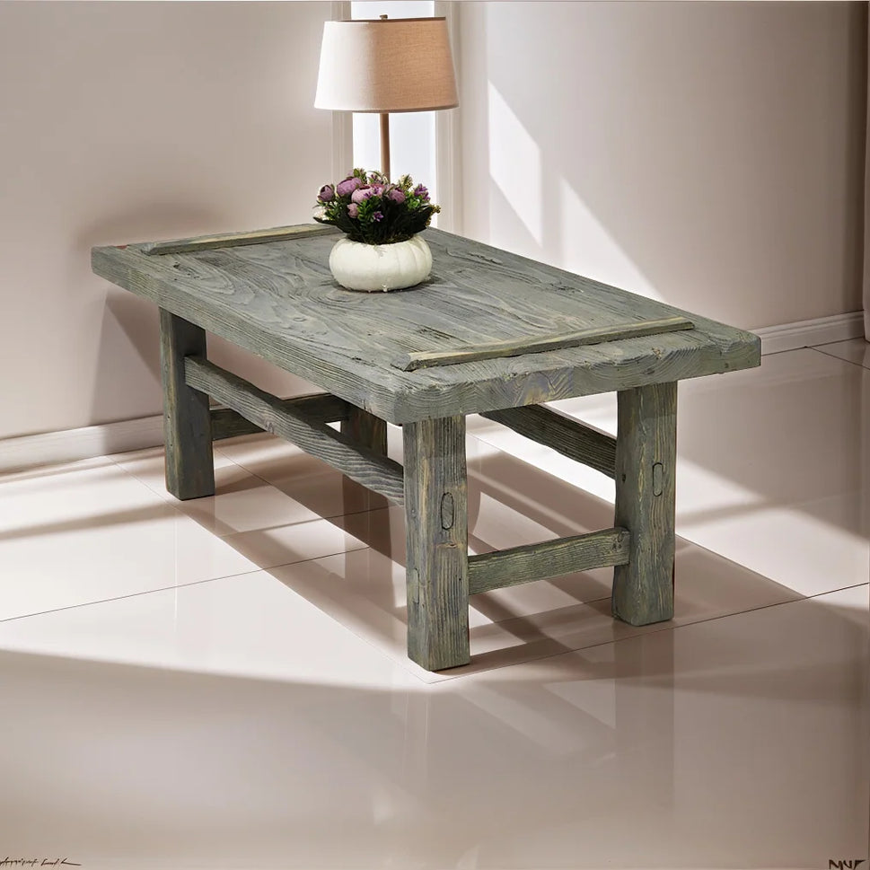 Rustic Coffee Table - Live edge solid brown top unique wooden