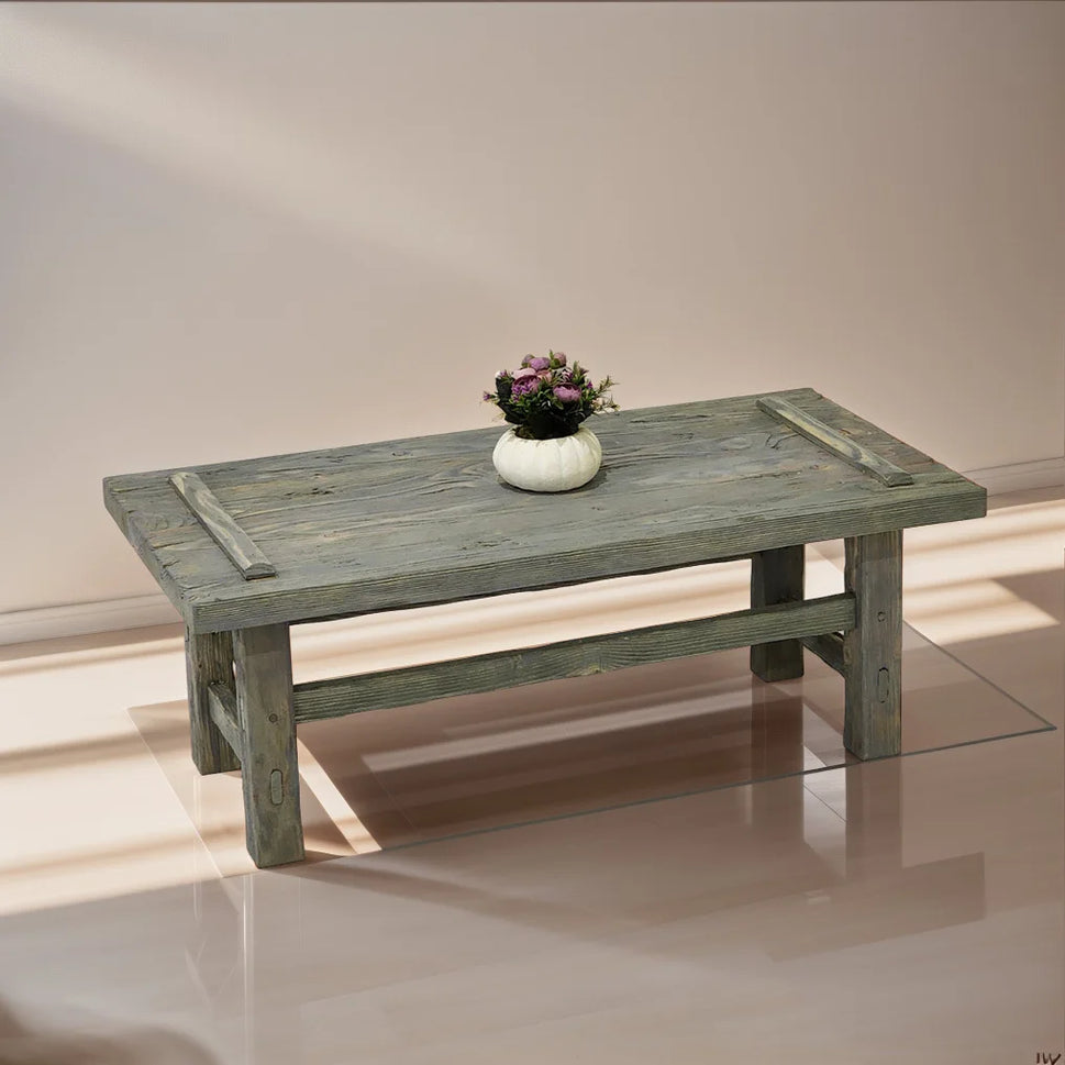 Rustic Coffee Table - Live edge solid brown top unique wooden