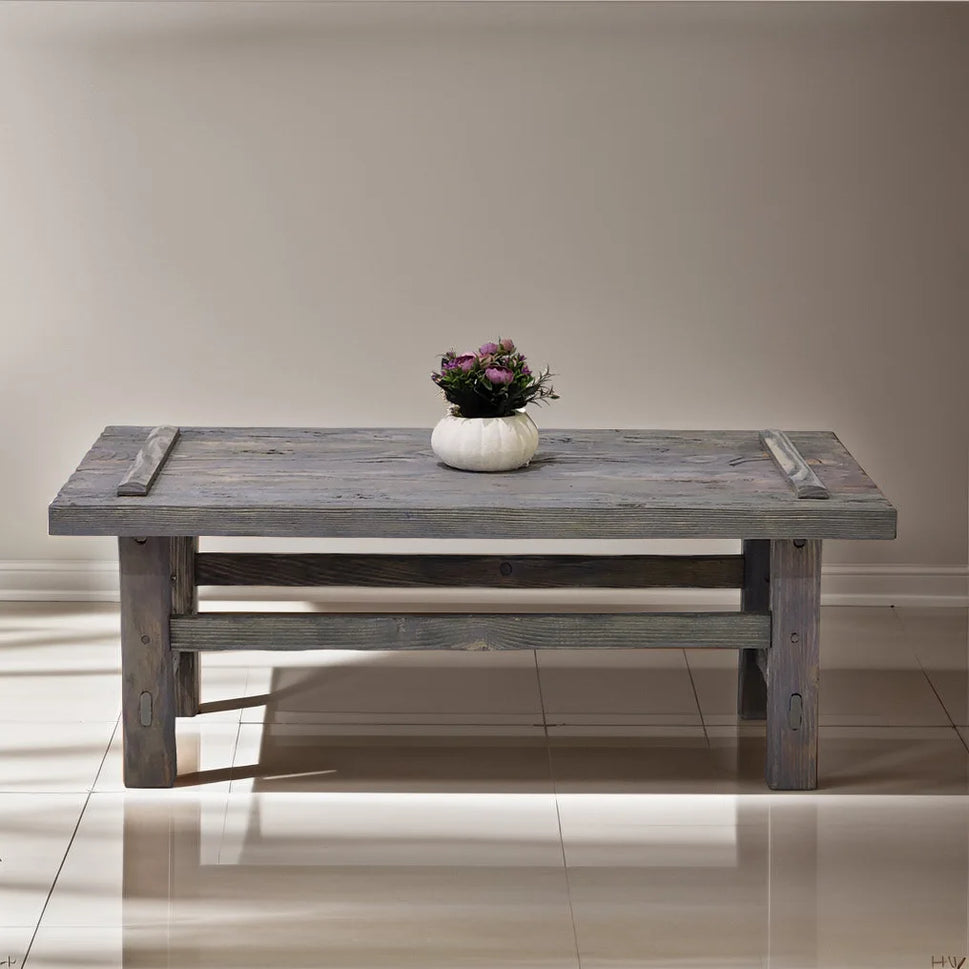 Rustic Coffee Table - Live edge solid brown top unique wooden