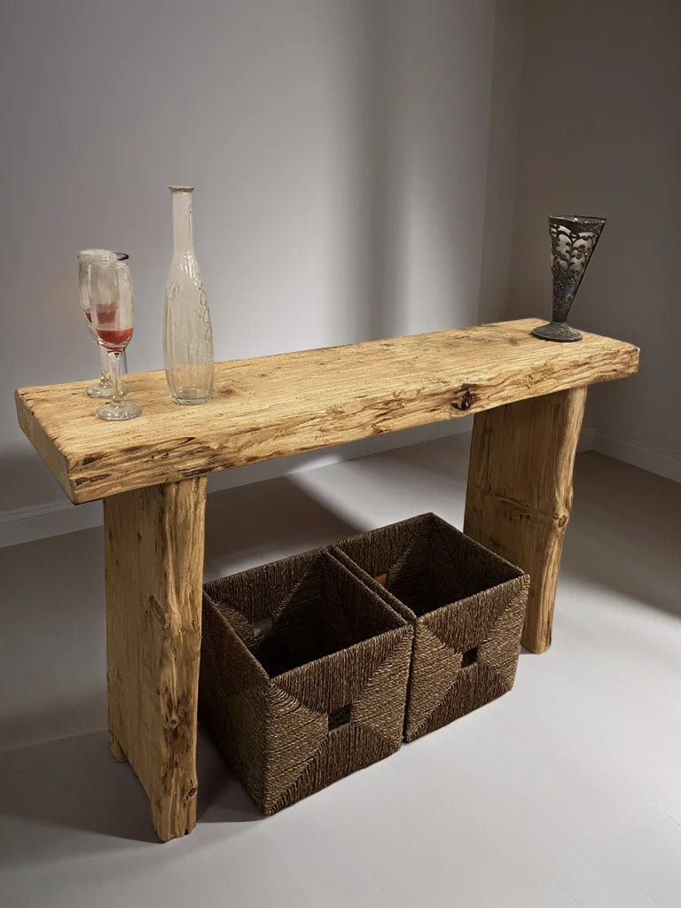 Rustic Entryway Wooden Console Table - Live Edge Wood Dresser