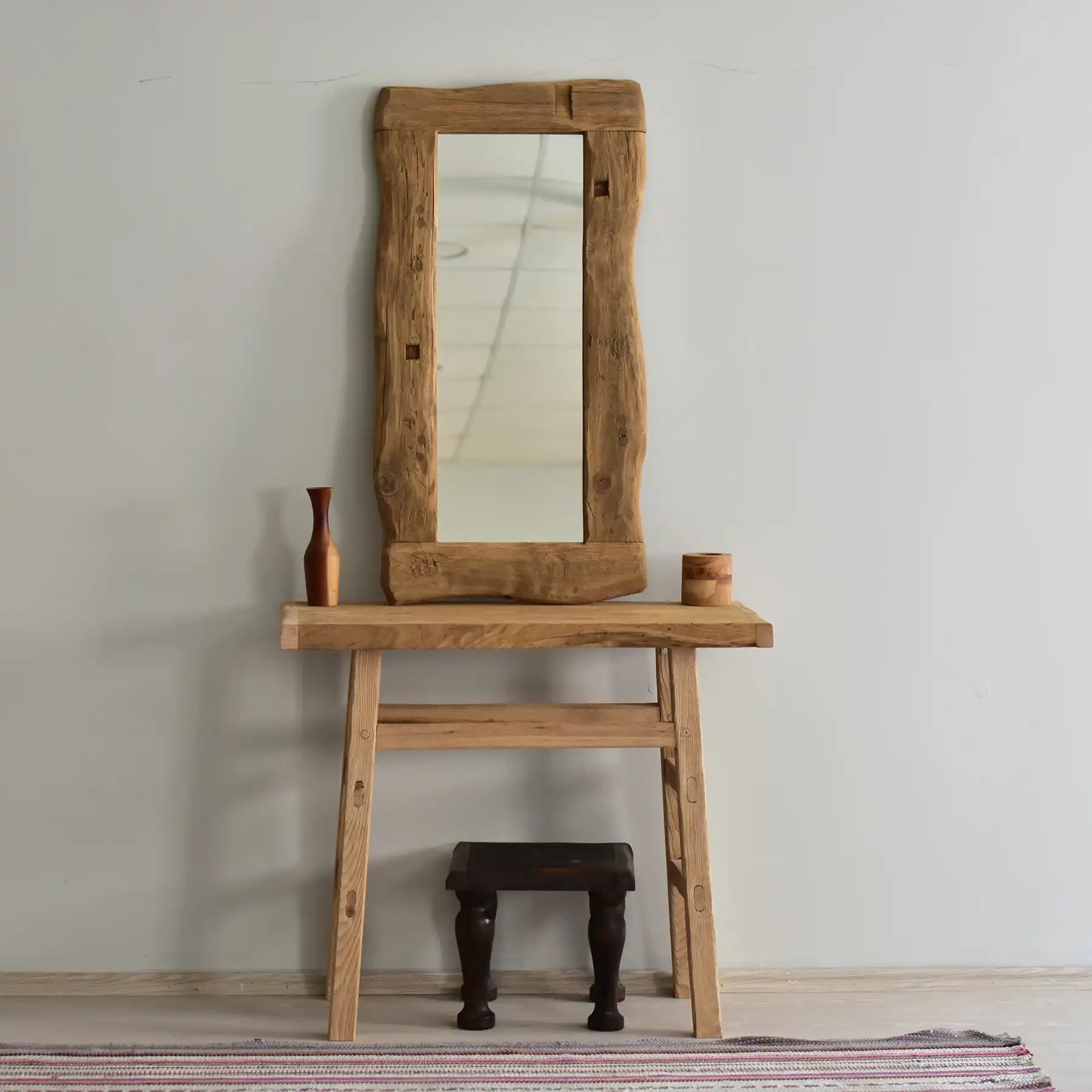 Rustic Entryway Wooden Console Table - Live Edge Wood Bench