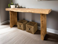 Rustic Entryway Wooden Console Table - Live Edge Wood Dresser