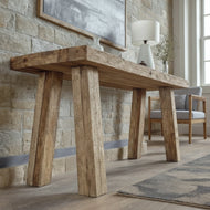 Rustic Entryway Wooden Console Table - Live Edge Wood Bench