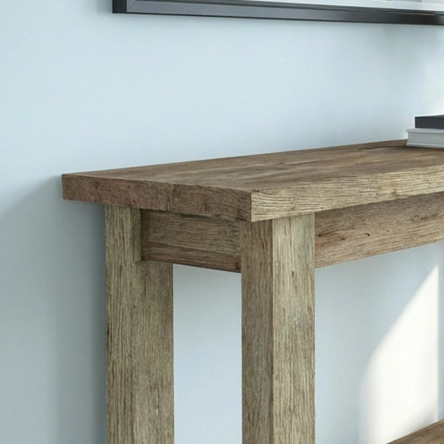 Rustic Entryway Wooden Console Table - Live Edge Wood Bench