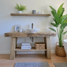 Switch Rustic Bathroom Single or Double Sinks Vanity - Narrow Live Edge Wood 3 image