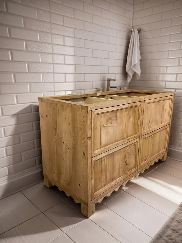 Rustic Bathroom Single or Double Sinks Vanity - Narrow Live Edge Wood (Kopya)