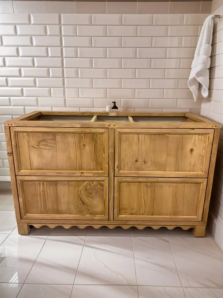 Rustic Bathroom Single or Double Sinks Vanity - Narrow Live Edge Wood (Kopya)