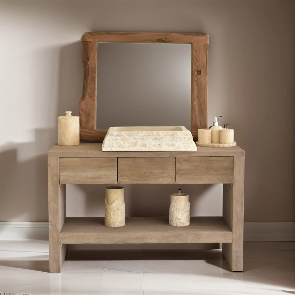 Rustic Bathroom Single or Double Sinks Vanity - Narrow Live Edge Wood